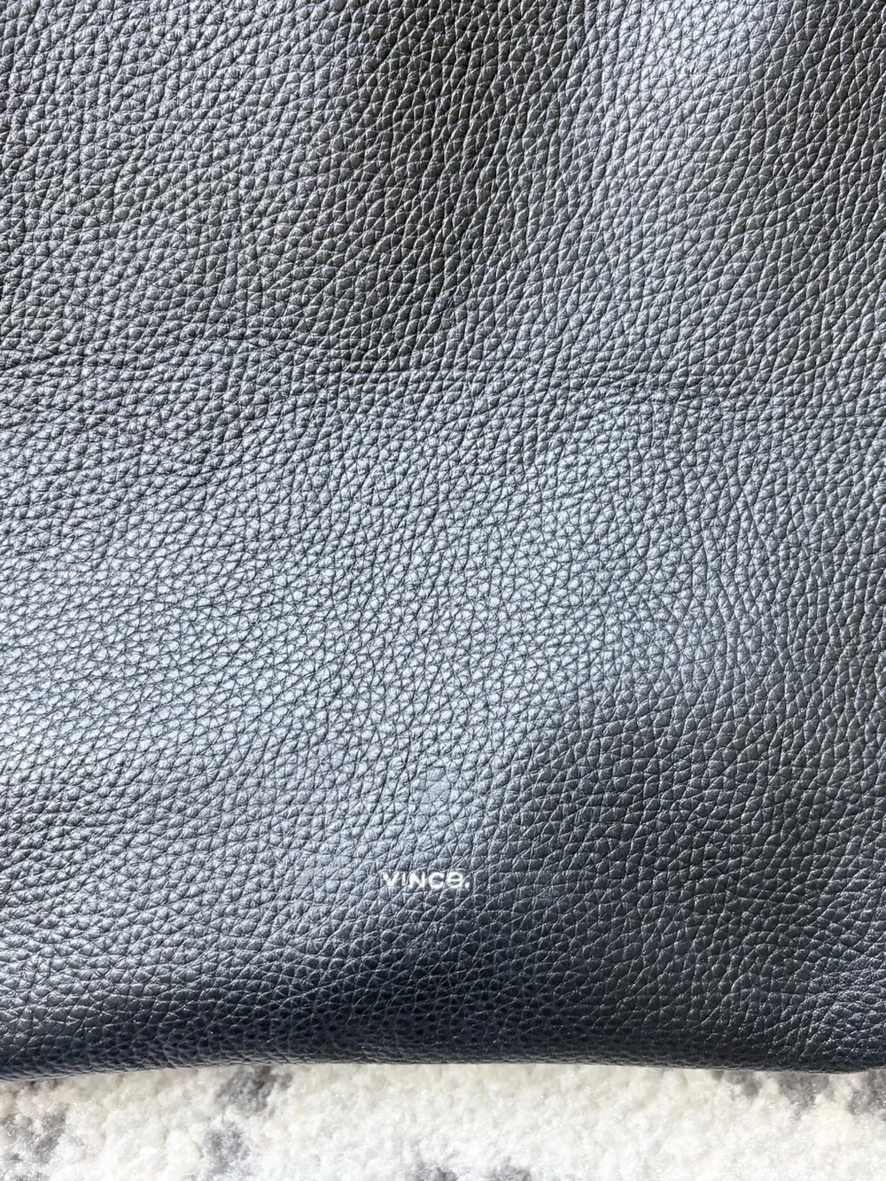 VINCE Black Pebbled Leather Tote Bag